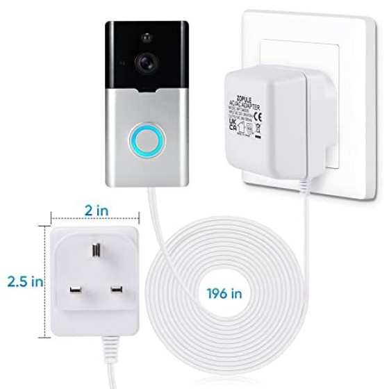 Transformator Daya Khusus Bel Pintu Video – Adaptor Daya 18V 500mA, Kompatibel dengan Ring, Nest, Eufy, Wyze, Arlo Video Bel Nirkabel