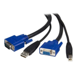 StarTech.com Kabel USB KVM 2-in-1 - Kabel Keyboard/Video/Mouse/USB - HD-15 (VGA), USB Tipe B (M) ke USB, HD-15 (VGA) - 6...