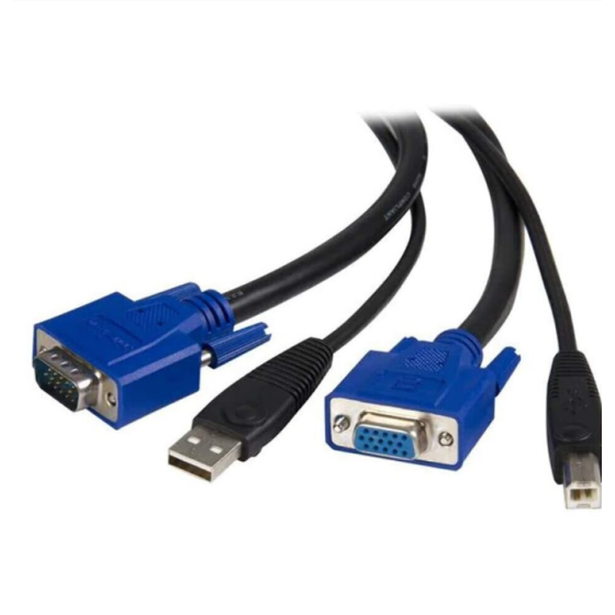 StarTech.com Kabel USB KVM 2-in-1 - Kabel Keyboard/Video/Mouse/USB - HD-15 (VGA), USB Tipe B (M) ke USB, HD-15 (VGA) - 6...