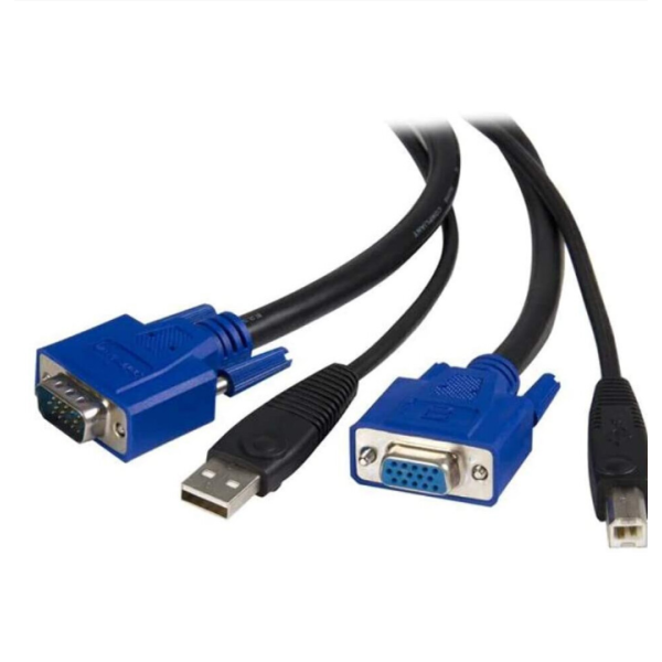 StarTech.com Kabel USB KVM 2-in-1 - Kabel Keyboard/Video/Mouse/USB - HD-15 (VGA), USB Tipe B (M) ke USB, HD-15 (VGA) - 6...