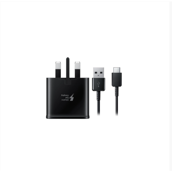 Charger USB Samsung 15W Super Fast Resmi dan Kabel USB-C - Hitam