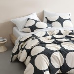 MARIMEKKO - Organic Cotton King Duvet Cover Set with Matching Pillowcases, Bold Modern Decor, GOTS Certified (Kivet Grey King)