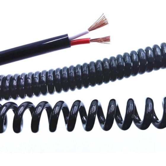 4芯14 AWG 2.0mm x 5m スパイラル伸縮延長ケーブル、柔軟なアプリケーションに適しています
