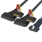 PCI-E Slimline SAS SFF-8654 8i ke Dual SFF-8639 U.2 NVMe SSD Kabel Koneksi 1M