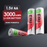 EBL Rechargeable Lithium Batteries AA/AAA with Charger 8-Pack, 3000mWh High Capacity 1.5V Rechargeable Battery, Long-Lasting Lithium AA Battery