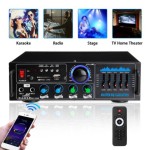 Amplifier Stereo Bluetooth 2000W Mixer Suara Surround 220V Radio FM, AUX, USB, Amplifier Kartu SD Home Theater, Karaoke Remote Control Mikrofon Ganda