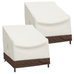 Penutup kursi taman dengan tali serut, bahan Oxford tahan air, warna krem (91.5 × 85 × 80 cm)