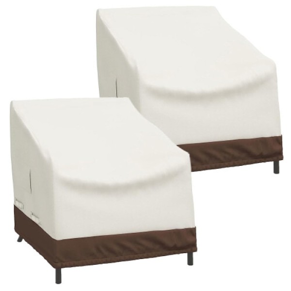 Penutup kursi taman dengan tali serut, bahan Oxford tahan air, warna krem (91.5 × 85 × 80 cm)