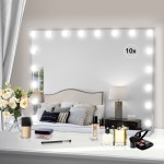Cermin Makeup Hollywood Besar, 18 Lampu, dengan Fungsi Pengisian USB, Ukuran 80x62 cm