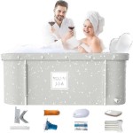 2025 Portable Foldable Bathtub, Suitable for Adults, Large Capacity Home Soaking Tub, Ideal for Spa Use, Size 120 x 55 x 50 cm