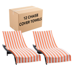 Arkwright California チェーズラウンジカバー - 12個セット - ポケット付きストライプソフトコットンカバナタオル、ビーチ・プール・屋外チェア用 30 x 85インチ