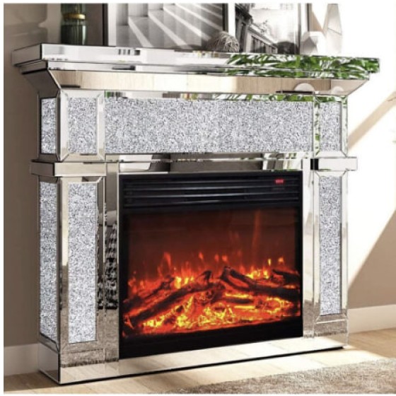 Fashionable Mirror Crystal Fireplace - 120 cm