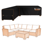 Enzeno Penutup Furniture Taman tahan air kain Oxford 420D penutup sofa luar ruangan berbentuk L Penutup Sofa Sudut Rotan dengan Pita Tahan Air 222x286x87CM R
