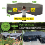 Enzeno Penutup Furniture Taman tahan air kain Oxford 420D penutup sofa luar ruangan berbentuk L Penutup Sofa Sudut Rotan dengan Pita Tahan Air 222x286x87CM R