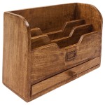 Mango wood letter holder/storage rack (with drawers) - Freestanding