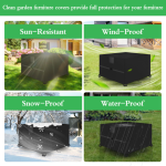 Penutup Furniture Taman Luar Ruangan 125x125x74cm Tahan Air dengan Ventilasi Udara Kain Oxford 420D Tugas Berat Penutup Furniture Patio untuk Luar Ruangan Persegi Panjang