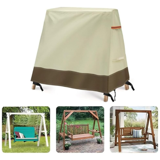 Cover for terrace swing for outdoor use, waterproof, Aframe, faux furniture protection with zipper design for weather protection, black, beige (beige)