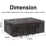Set Penutup Furniture Taman Tahan Air 210x200x70 cm, Penutup Meja dan Kursi Luar Ruangan Besar, Tahan UV 420D Oxford Poliester