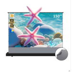 Layar Proyektor Listrik ALR CLR Gulung 150 Inci Naik dari Lantai - Kristal Abu-abu, Menolak Cahaya Sekitar, HD 3D 4K Jarak Jauh