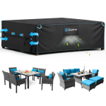 Duerer Penutup Furniture Patio Tahan Air 420D Penutup Furniture Luar Ruangan 136L x 74W x 28H untuk Set Furniture Patio Sofa Meja dan Kursi Penutup Anti-UV