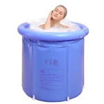 G Ganen Bak Mandi SPA Portabel Lipat Tiga Lapisan PVC Unisex, Bak Mandian Es Mandiri, 29,5 Inci, Biru
