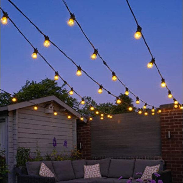 Festive Lights ConnectPro Outdoor Festoons - Rubber Cable - Connectable - Warm White LEDs - 35m - Clear Bulbs - with Plug