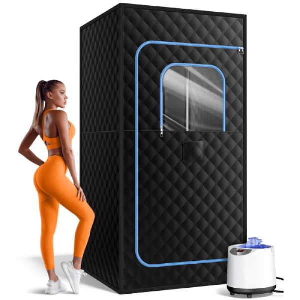 FREEYARE Sauna Box: Sauna Portabel untuk Rumah, Tenda Sauna Uap Pribadi dengan Pemanas Uap 1200W 3L, 15 Tingkat, Kontrol Jarak Jauh, Kursi Lipat, Nyaman